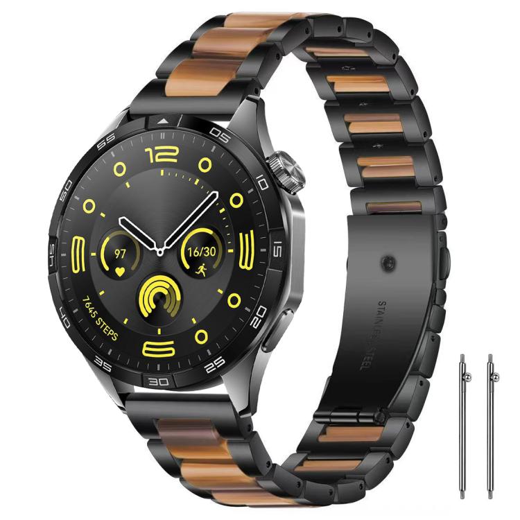 

22mm xDfind Three Beads Metal Resin Watch Band(Black Brown)