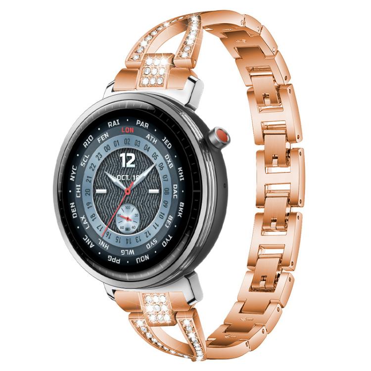 

22mm xDfind X-Shaped Single Row Diamond Metal Watch Band(Rose Gold)