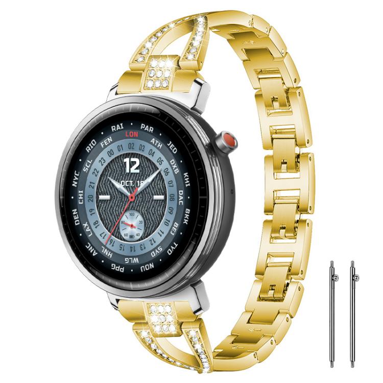 

22mm xDfind X-Shaped Single Row Diamond Metal Watch Band(Gold)