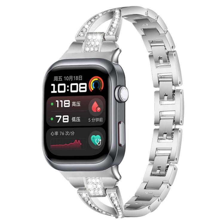 

For Huawei Watch D2 xDfind X-Shaped Single Row Diamond Metal Watch Band(Silver)