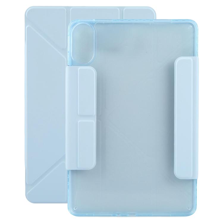 

For Xiaomi Redmi Pad 2 2025 Magnetic Detachable Dual-Clasp Acrylic Deformation Leather Tablet Case(Ice Blue)