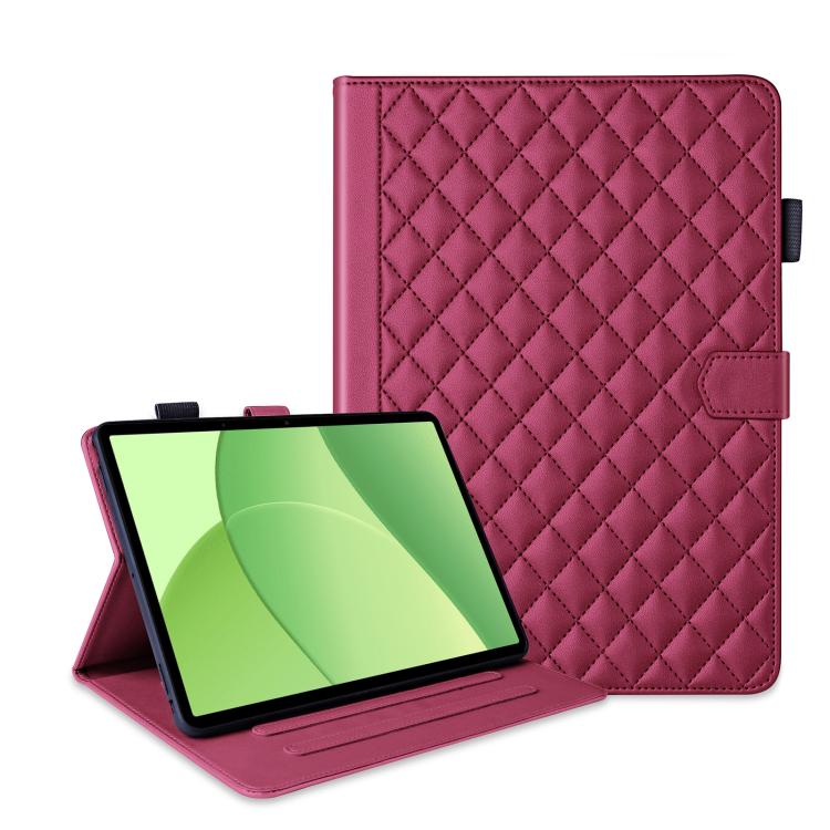 

For OPPO Pad SE 11 inch Rhombus Lattice Leather Tablet Case(Red)