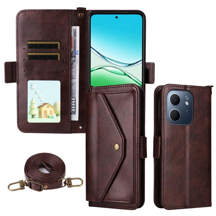 

For OPPO A5x 5G / 4G Multi-card Slots Crossbody Cowhide Leather Phone Case(Brown)