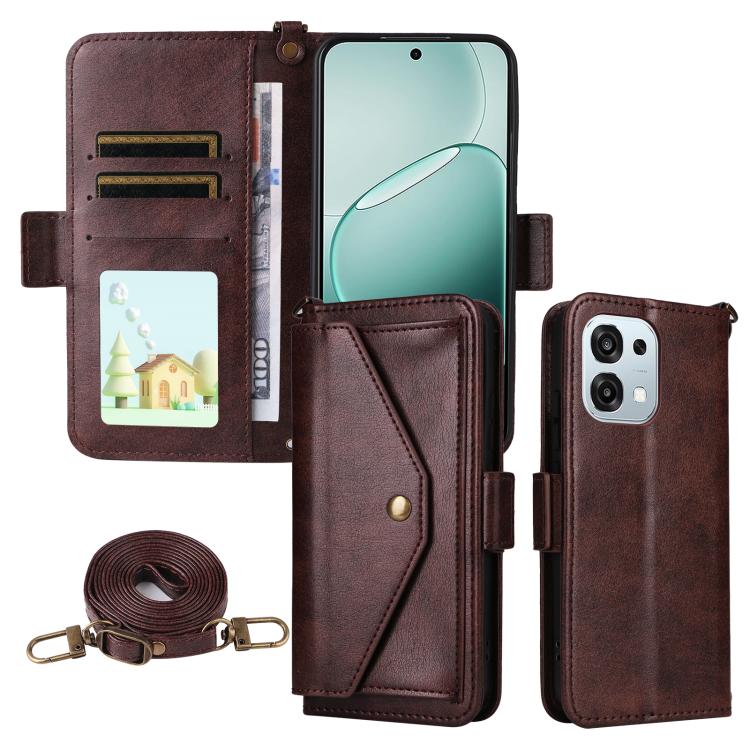 

For OPPO A6 Pro Global Multi-card Slots Crossbody Cowhide Leather Phone Case(Brown)