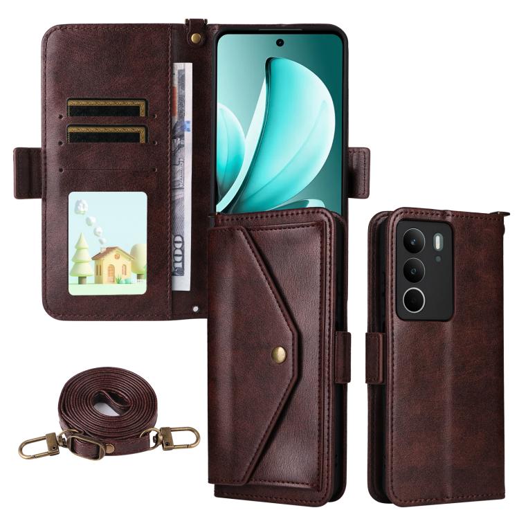 

For Realme C71 4G / 14x 5G India / C75 4G Multi-card Slots Crossbody Cowhide Leather Phone Case(Brown)