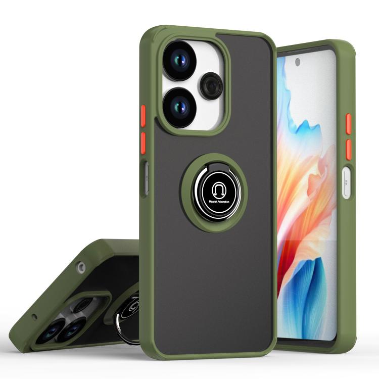 

For Redmi 13 4G / Note 13R 5G Q Shadow 1 Series TPU + PC Phone Case with Ring(Army Green)