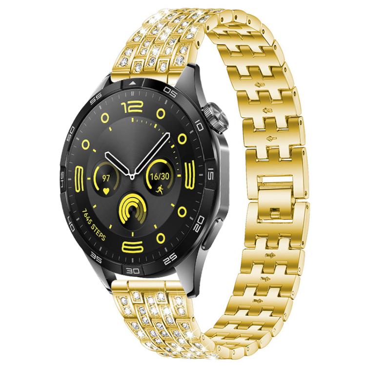 

22mm xDfind Five Beads Full Diamond Metal Watch Band(Gold)