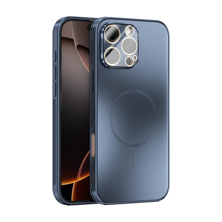 

For iPhone 16 Pro Max ABEEL Heat Dissipation Frosted MagSafe Phone Case with Lens Film(Dark Blue)