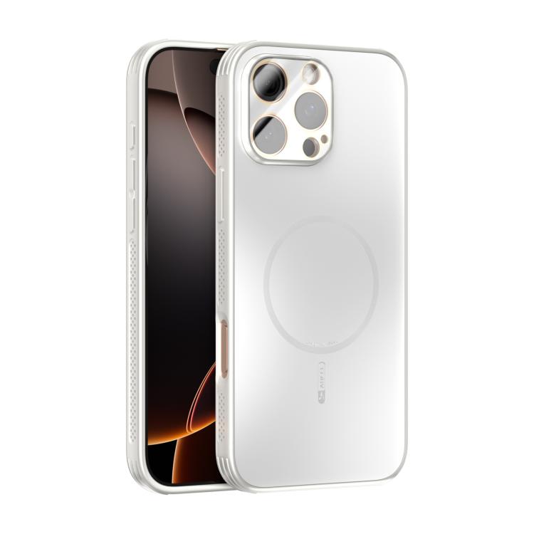 

For iPhone 16 Pro Max ABEEL Heat Dissipation Frosted MagSafe Phone Case with Lens Film(White)