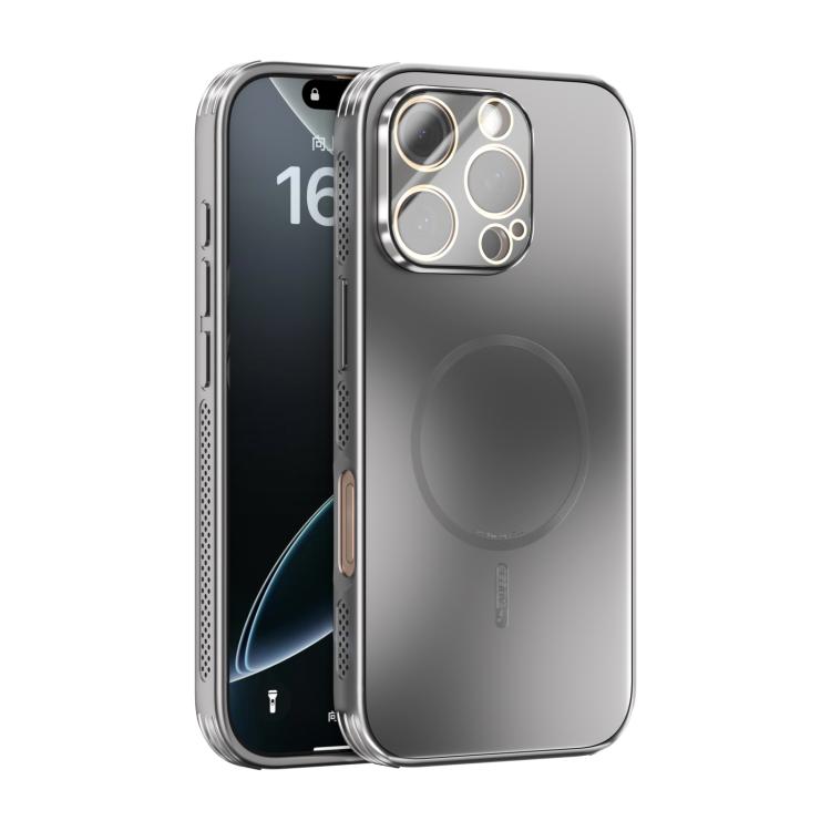 

For iPhone 16 Pro ABEEL Heat Dissipation Frosted MagSafe Phone Case with Lens Film(Silver)