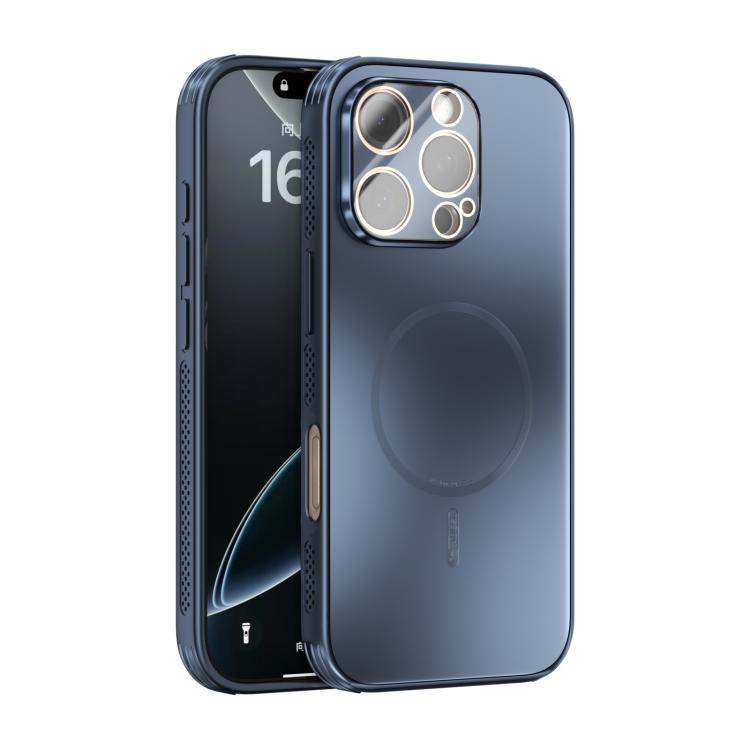 

For iPhone 16 Pro ABEEL Heat Dissipation Frosted MagSafe Phone Case with Lens Film(Dark Blue)