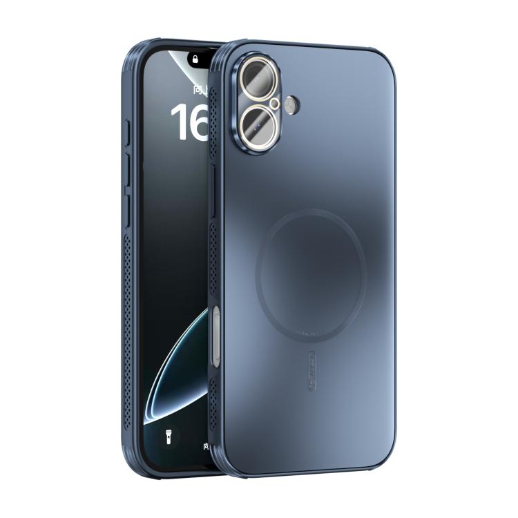 

For iPhone 16 Plus ABEEL Heat Dissipation Frosted MagSafe Phone Case with Lens Film(Dark Blue)