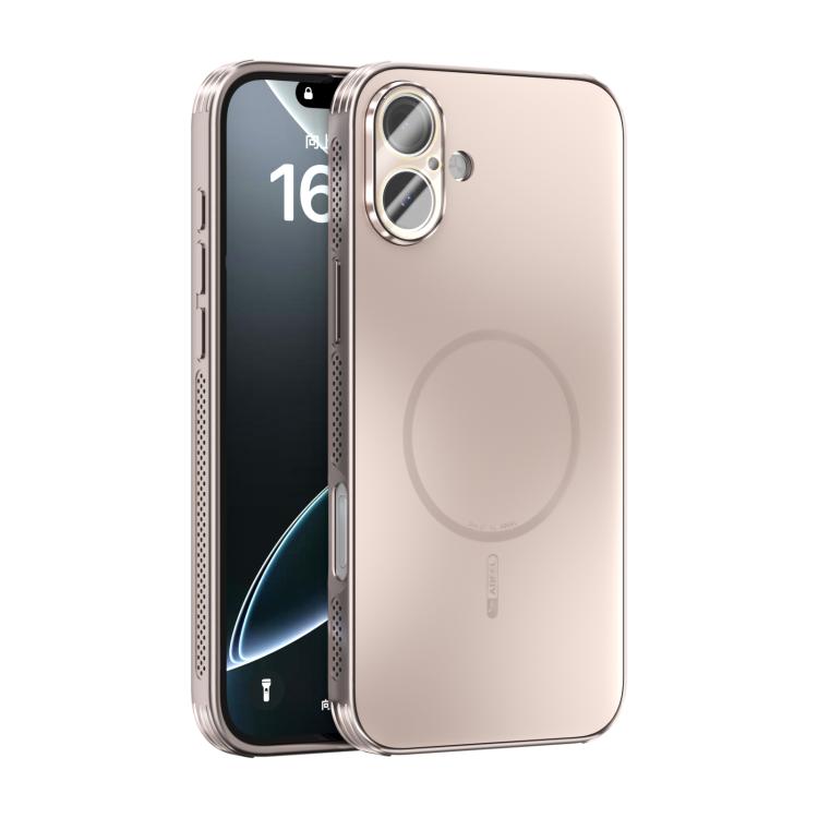 

For iPhone 16 Plus ABEEL Heat Dissipation Frosted MagSafe Phone Case with Lens Film(Rose Gold)