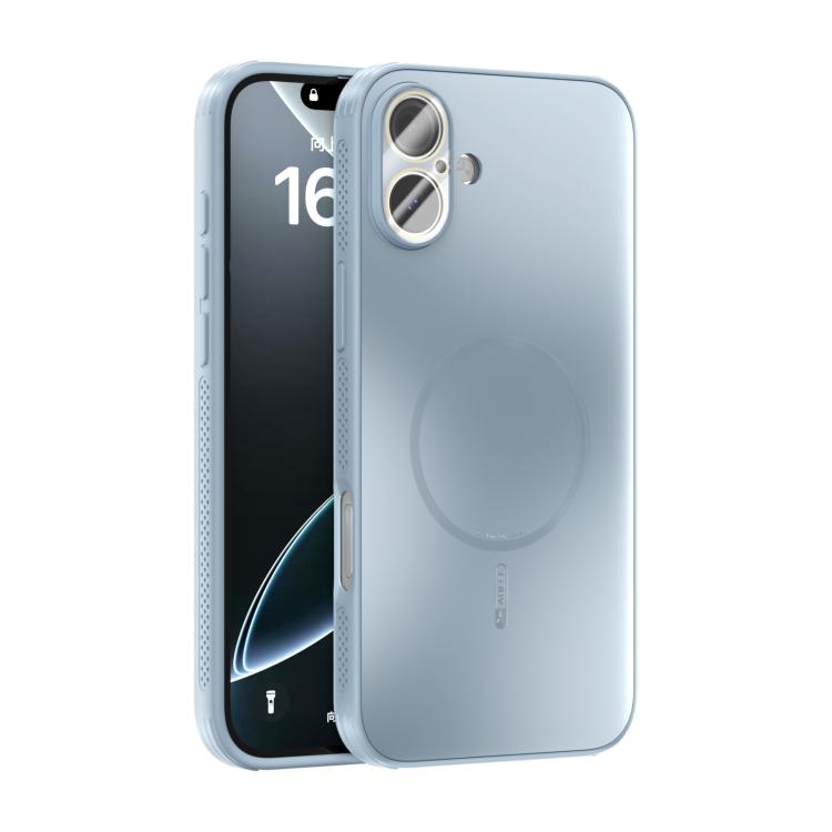 

For iPhone 16 Plus ABEEL Heat Dissipation Frosted MagSafe Phone Case with Lens Film(Light Blue)