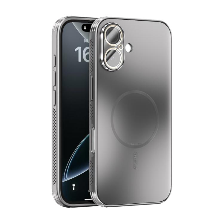 

For iPhone 16 ABEEL Heat Dissipation Frosted MagSafe Phone Case with Lens Film(Silver)