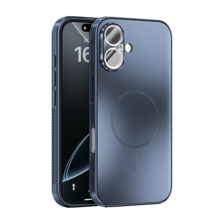 

For iPhone 16 ABEEL Heat Dissipation Frosted MagSafe Phone Case with Lens Film(Dark Blue)