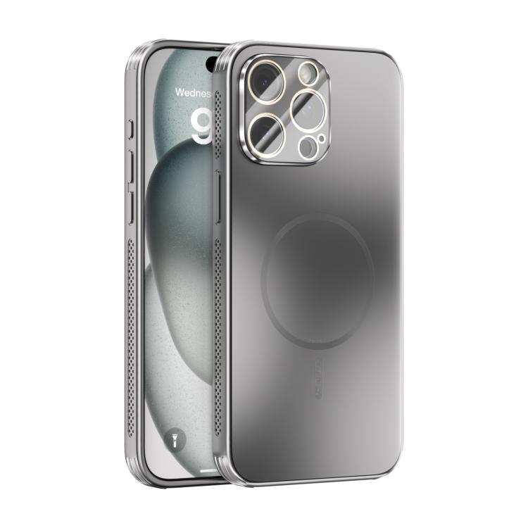 

For iPhone 15 Pro Max ABEEL Heat Dissipation Frosted MagSafe Phone Case with Lens Film(Silver)