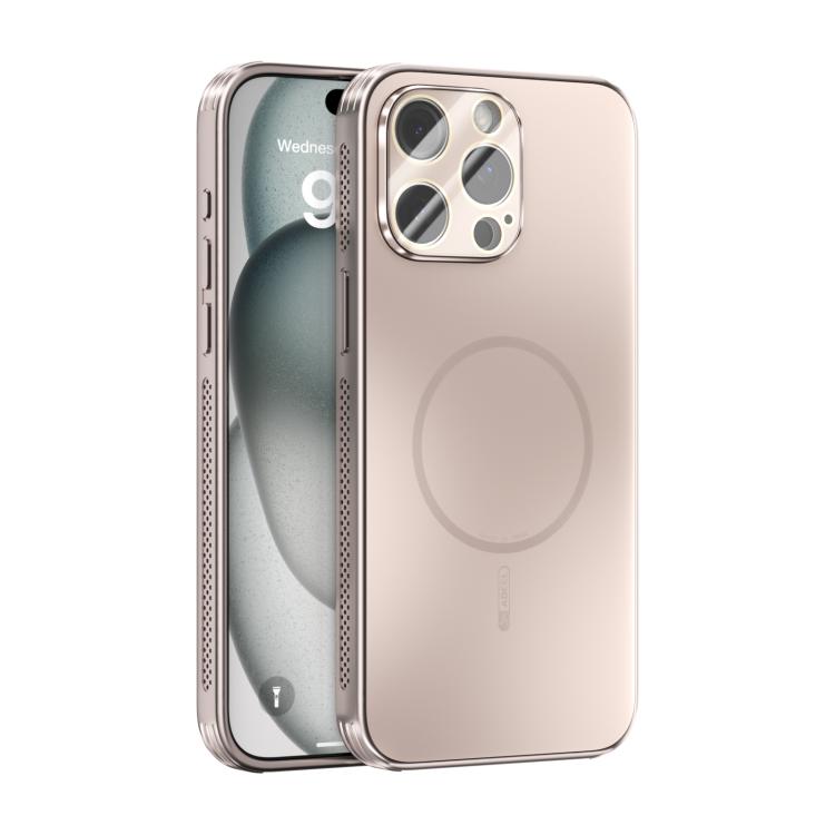 

For iPhone 15 Pro Max ABEEL Heat Dissipation Frosted MagSafe Phone Case with Lens Film(Rose Gold)