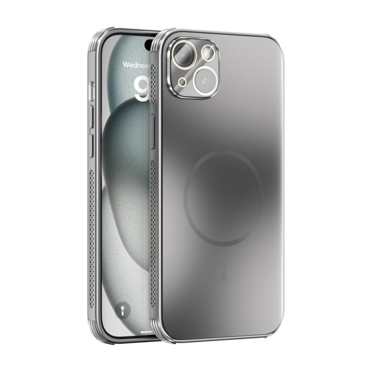 

For iPhone 14 Plus ABEEL Heat Dissipation Frosted MagSafe Phone Case with Lens Film(Silver)