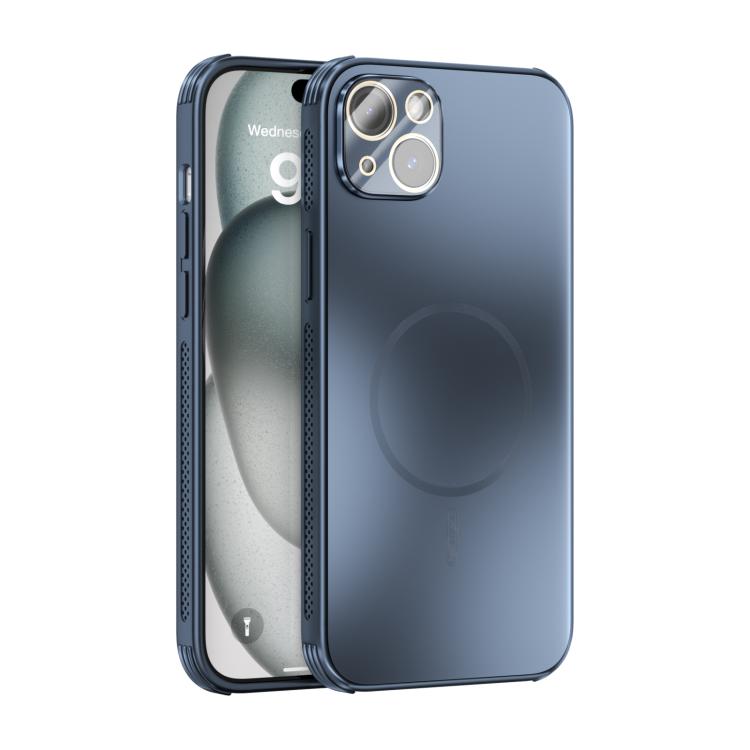 

For iPhone 14 Plus ABEEL Heat Dissipation Frosted MagSafe Phone Case with Lens Film(Dark Blue)