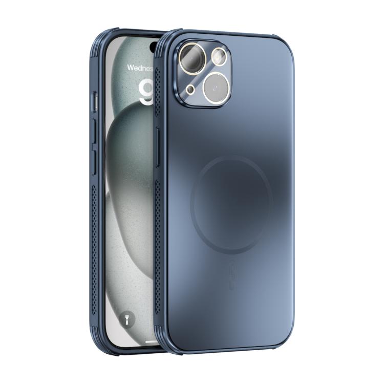 

For iPhone 14 ABEEL Heat Dissipation Frosted MagSafe Phone Case with Lens Film(Dark Blue)