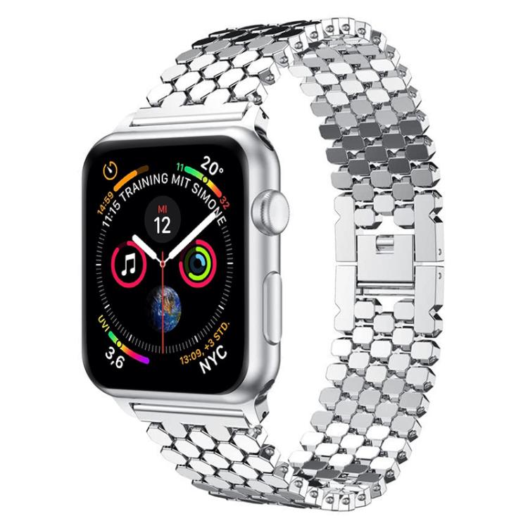 

For Apple Watch 42 / 44 / 45 / 46 / 49mm xDfind Fish Scale Texture Metal Watch Band(Silver)