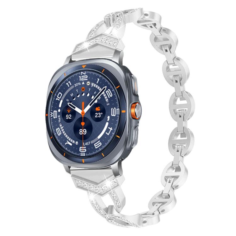 

For Samsung Galaxy Watch Ultra/Ultra 2025 xDfind Diamond Stainless Steel Watch Band(Silver)