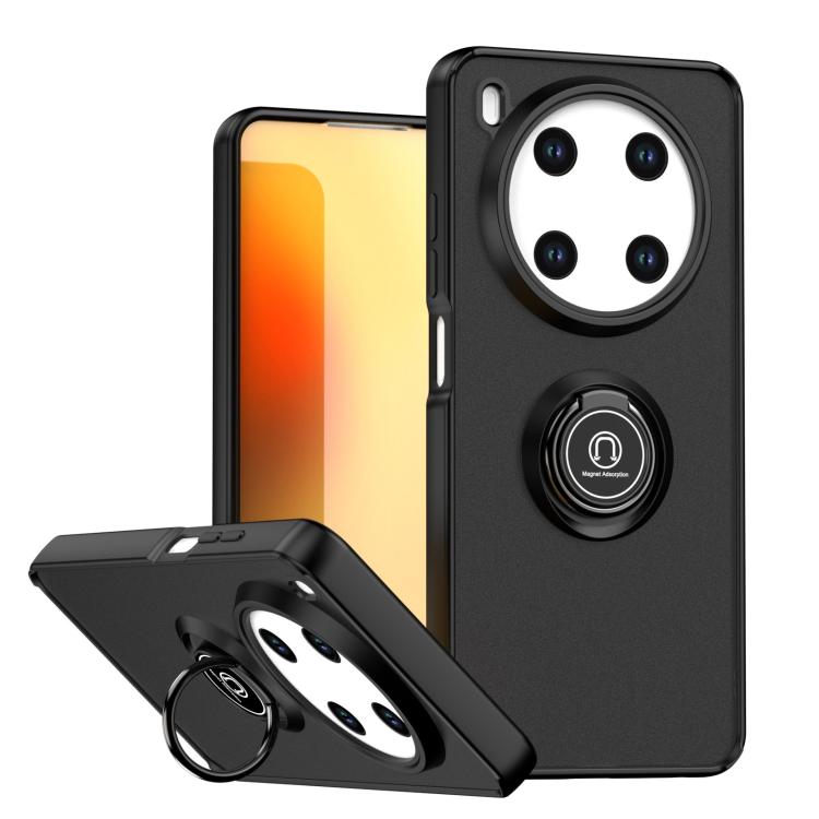 

For ZTE Blade V70 Max Q Shadow 1 Series TPU + PC Phone Case with Ring(Black+Black)