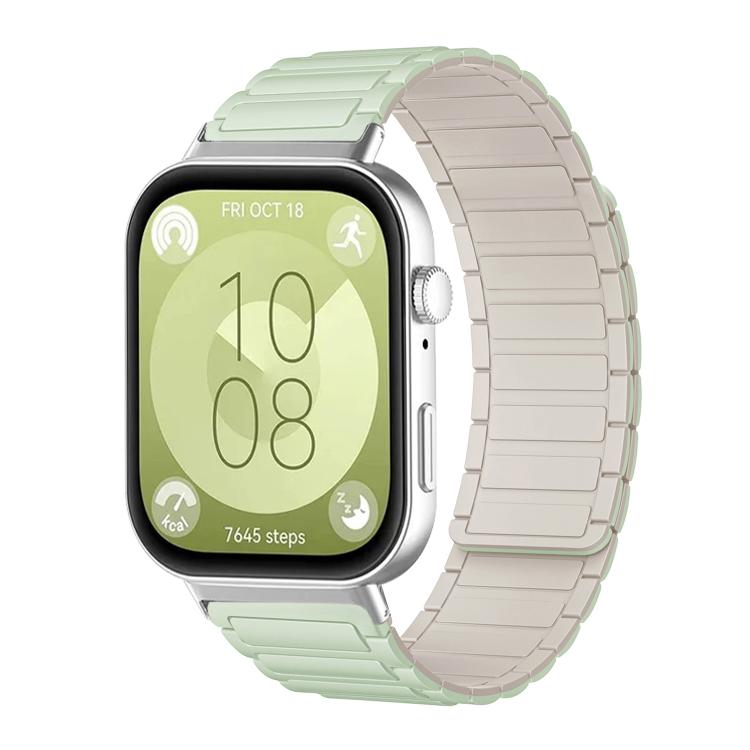 For Huawei Watch Fit4 / Fit4 Pro / Fit3 xDfind I-shaped Magnetic Silicone Watch Band(Light Mint Starlight)