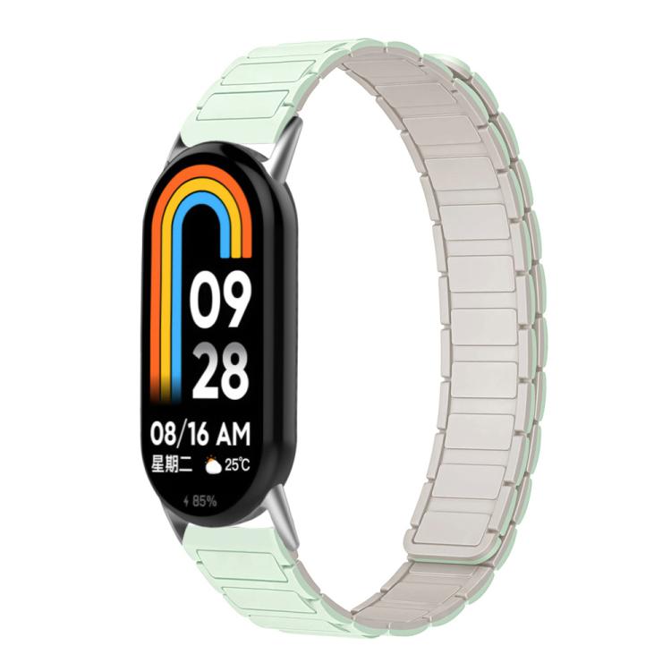 

For Xiaomi Smart Band 10 / 9 / 8 xDfind I-shaped Magnetic Silicone Watch Band(Light Mint Starlight)