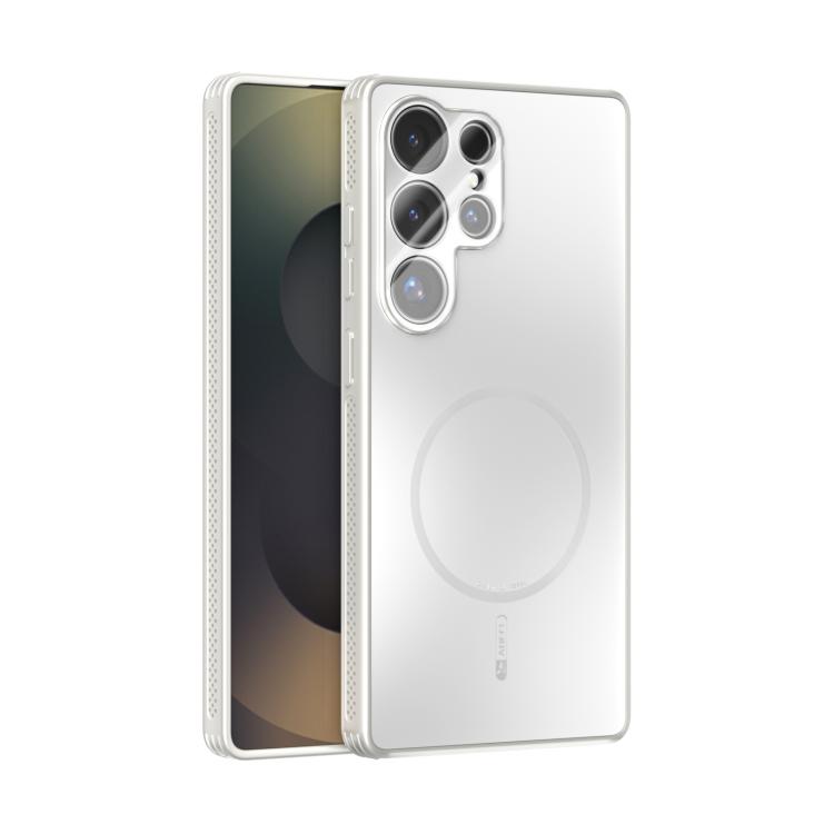 

For Samsung Galaxy S25 Ultra 5G ABEEL Heat Dissipation Frosted MagSafe Phone Case with Lens Film(White)