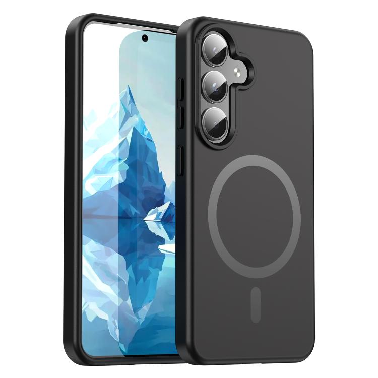 

For Samsung Galaxy S25 5G Fanying Series PC Hybrid TPU Translucent Frosted MagSafe Phone Case(Black)