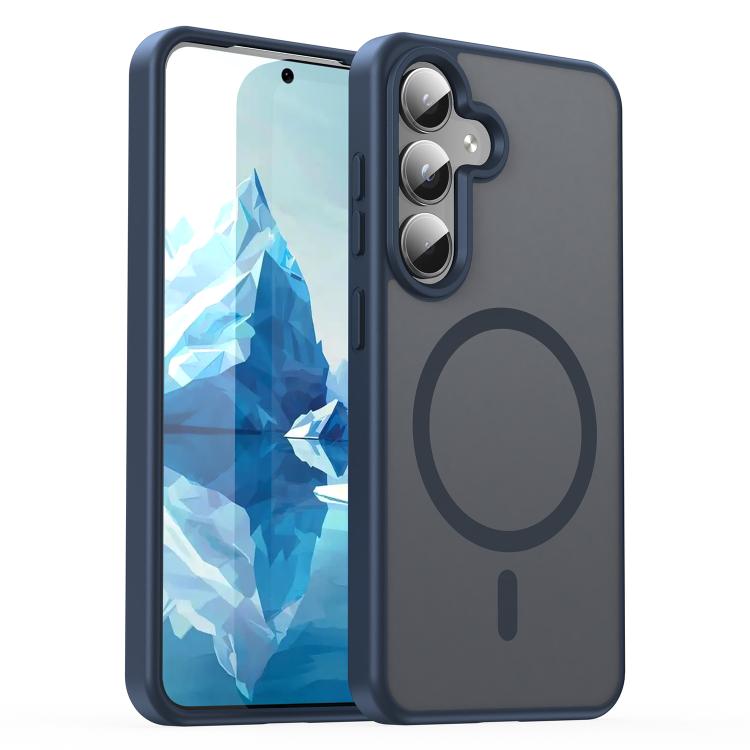 

For Samsung Galaxy S24 5G Fanying Series PC Hybrid TPU Translucent Frosted MagSafe Phone Case(Cyan Blue)