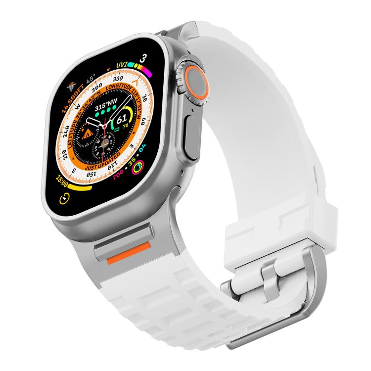 

For Apple Watch 46mm / 49mm / 45mm / 44mm Tuobuzhe Liquid Silicone Watch Band(White)