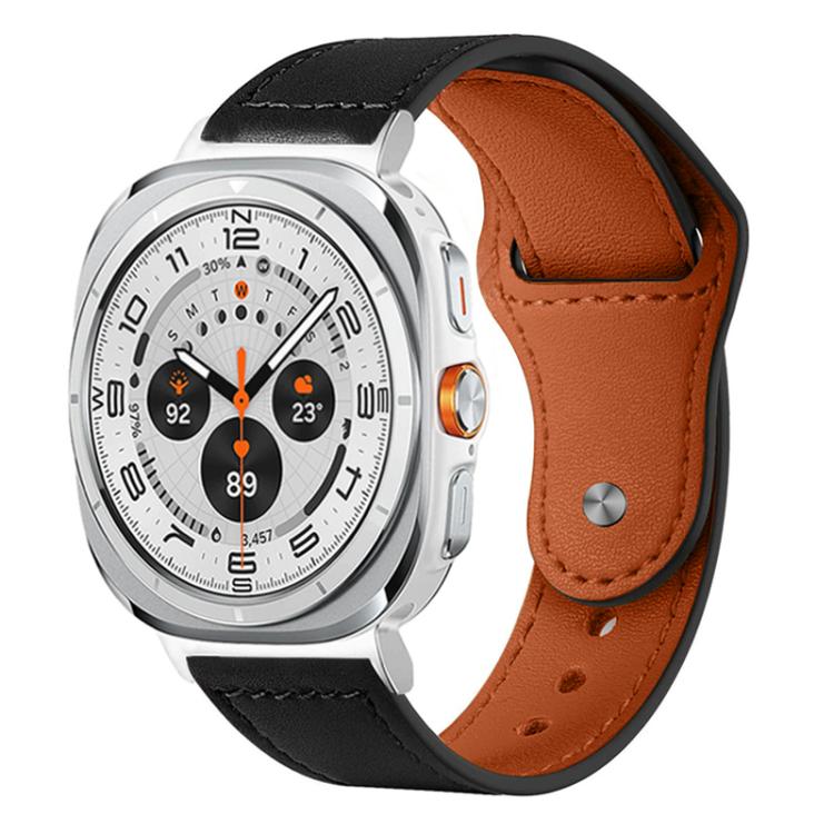For Samsung Galaxy Watch Ultra / Ultra 2025 xDfind Rivet Buckle Genuine Leather Watch Band(Black)