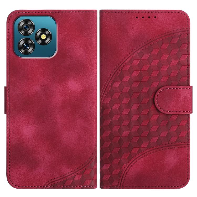 

For Oukitel C53 Elephant Head Embossed Phone Leather Case with Lanyard(Rose Red)