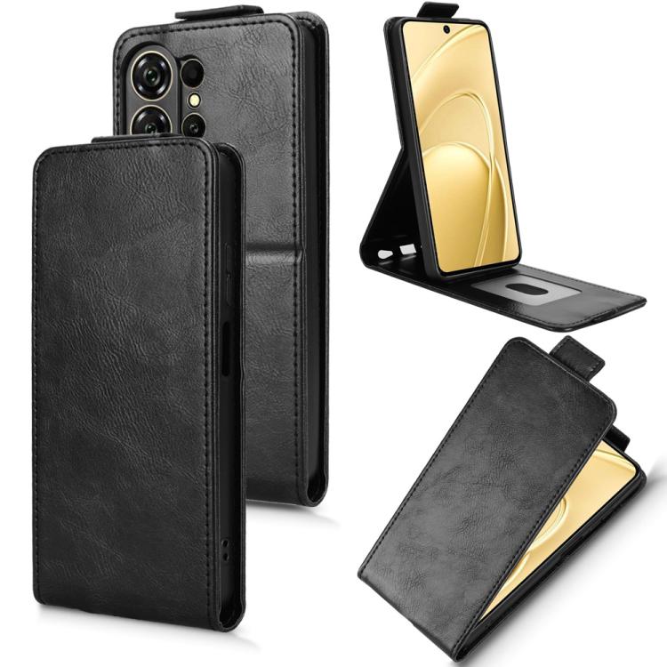 

For Oukitel C26 Magnetic Vertical Flip Leather Phone Case with Buckle(Black)