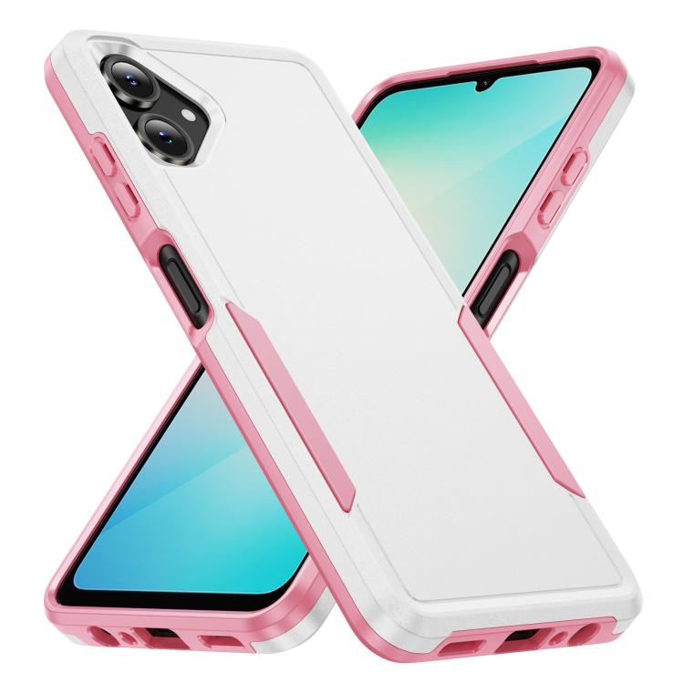 

For Samsung Galaxy A06 4G / 5G Pioneer Armor Heavy Duty PC + TPU Phone Case(White+Pink)
