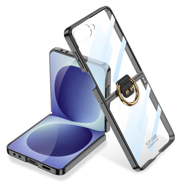 For Galaxy Z Flip8 5G GKK Integrated Electroplating Phantom Full Coverage Phone Case with Ring(Black)