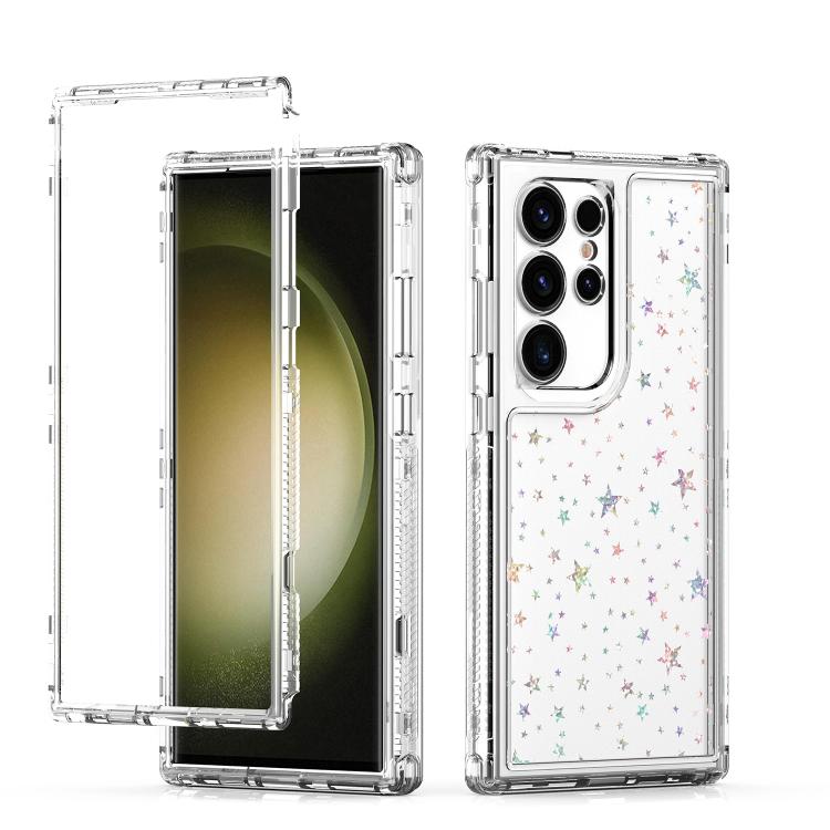 

For Samsung Galaxy S24 Ultra 5G Transparent Acrylic Laser Paper Phone Case(Stars)