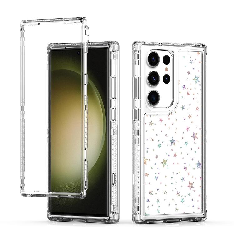 

For Samsung Galaxy S23 Ultra 5G Transparent Acrylic Laser Paper Phone Case(Stars)