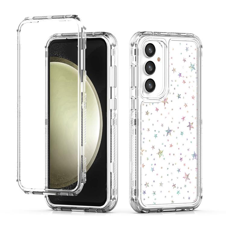 

For Samsung Galaxy S25+ / S24+ 5G Transparent Acrylic Laser Paper Phone Case(Stars)