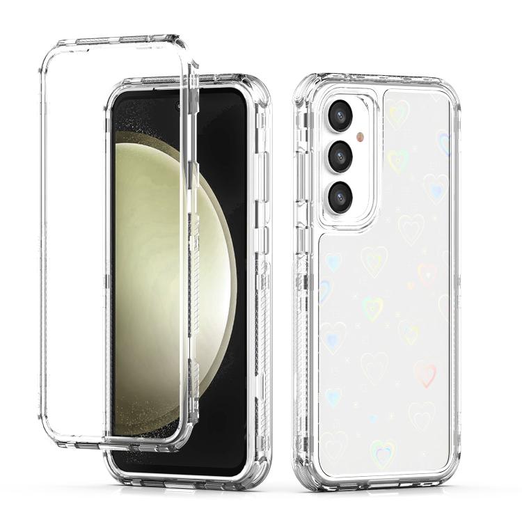 

For Samsung Galaxy S25+ / S24+ 5G Transparent Acrylic Laser Paper Phone Case(Love Heart)