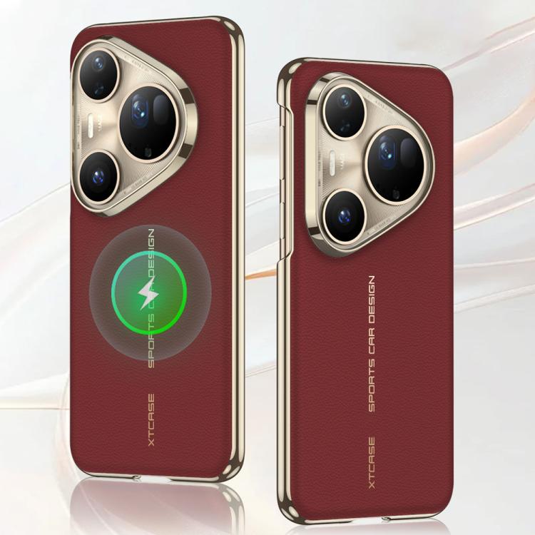 

For Huawei Pura 80 Ultra 5G GKK Electroplated Plain Leather Magnetic Phone Case(Red)