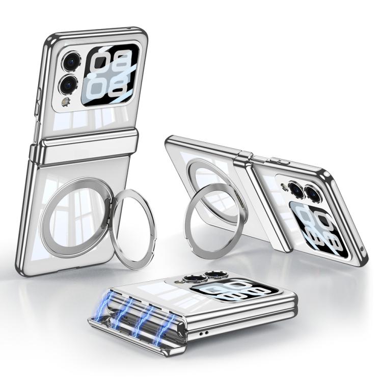 

For Huawei nova Flip GKK Folding Magnetic Hinge Phantom Phone Case with Rotating Stand(Silver)