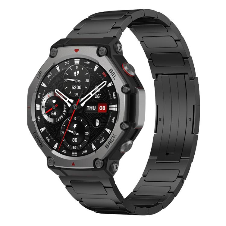 

For Amazfit T-Rex 3 xDfind I-Shaped Buckle Stainless Steel Watch Band(Black)