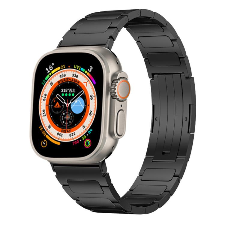 

For Apple Watch 42 / 44 / 45 / 46 / 49mm xDfind I-Shaped Buckle Stainless Steel Watch Band(Black)