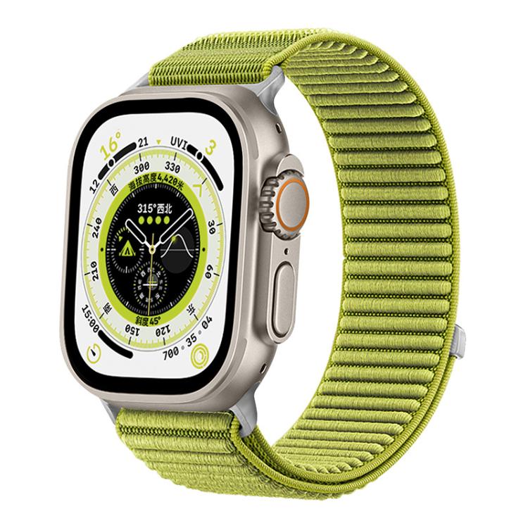 

For Apple Watch 42 / 44 / 45 / 46 / 49mm xDfind Woven Nylon Hook And Loop Fastener Watch Band(Wilderness Green)