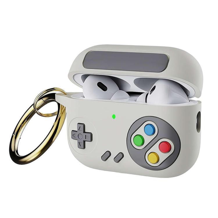 

For AirPods 4 Retro Game Console Style Earphone Silicone Protective Case(White)