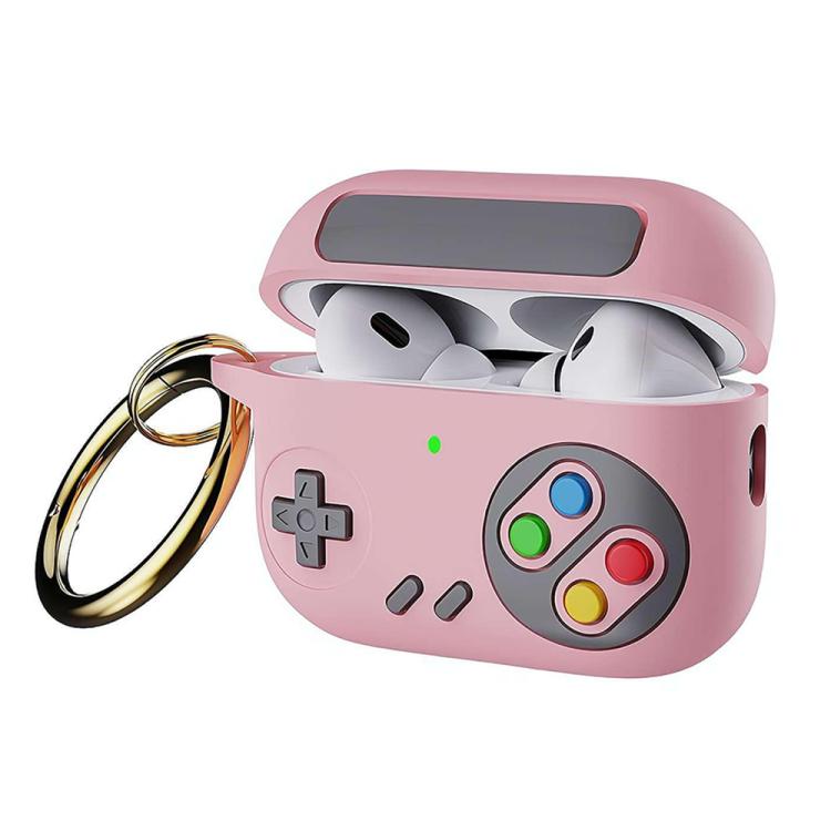

For AirPods 4 Retro Game Console Style Earphone Silicone Protective Case(Pink)